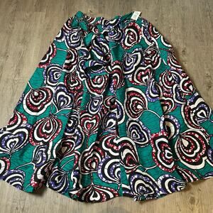 Dududai African Wax Print Ankara Maxi Skirt Set Pockets Head Wrap Green New